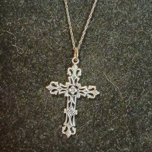 Sterling Silver Chain and Cross Necklace